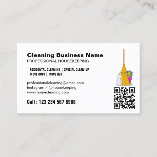 Cleaning Service Standard Janitorial Qr Code Business Card