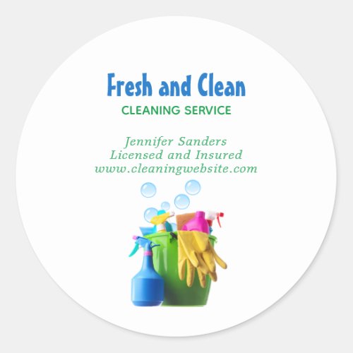 Cleaning Service Supplies Bucket Housekeeping Classic Round Sticker