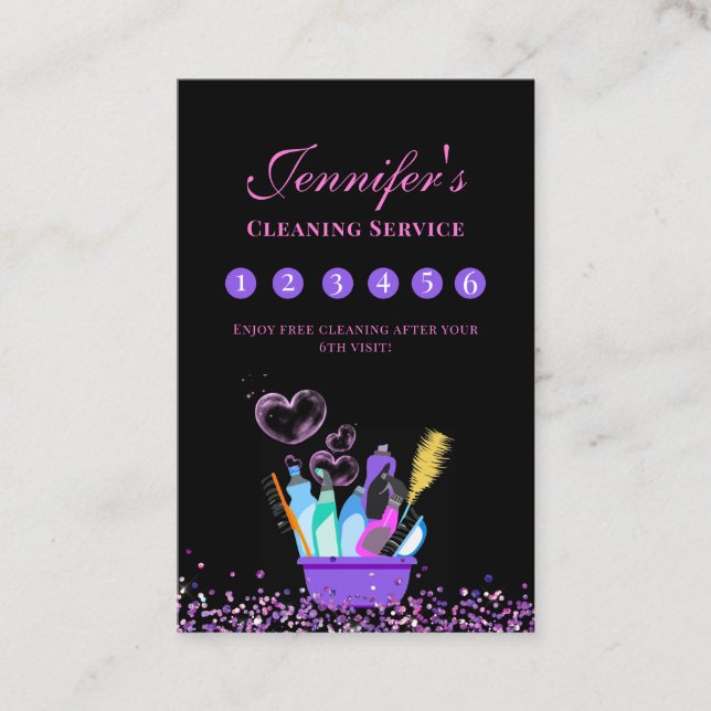 Cleaning Service Supplies Business Loyalty Card (Front)