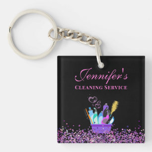 Cleaning Service Supplies Sparkle Business Keychain