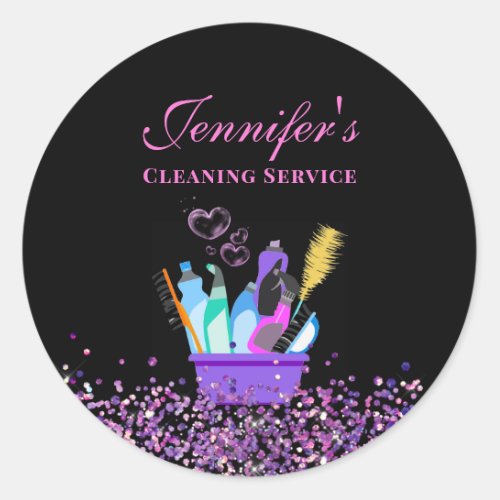 Cleaning Service Supplies Sparkle Classic Round Sticker