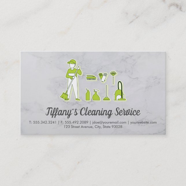 Cleaning Service | Sweeper and Cleaning Products Business Card (Front)