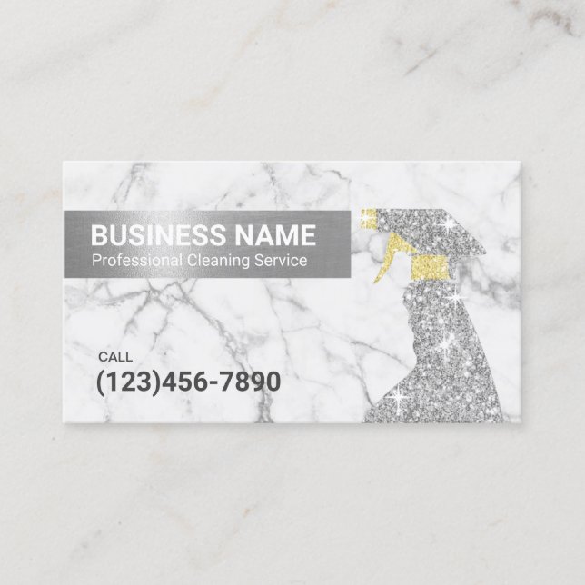 Cleaning Service Trendy Marble Modern Maid Business Card (Front)