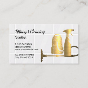 Cleaning Service   Vacuum   Spray Bottle Business Card