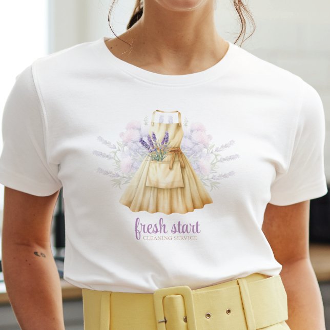 Cleaning Service Watercolor Lavender Apron T-Shirt (Creator Uploaded)