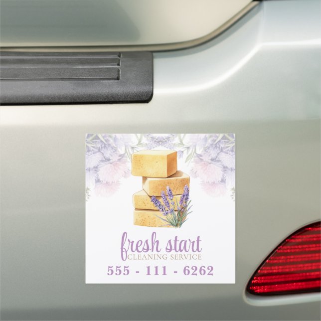 Cleaning Service Watercolor Lavender Car Magnet (In Situ)