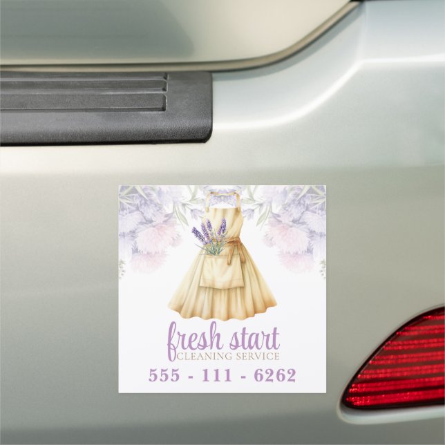 Cleaning Service Watercolor Lavender Car Magnet (In Situ)