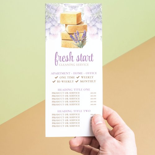 Cleaning Service Watercolor Soap Price List Rack Card