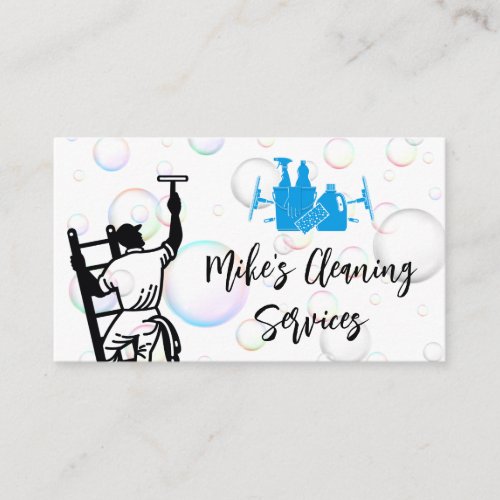Cleaning Service  Window Cleaner  Soap Bubbles Business Card