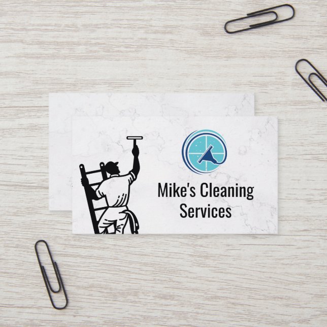 Cleaning Service | Window Cleaning Logo Business Card (Front/Back In Situ)