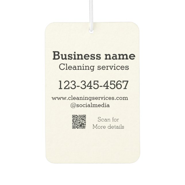 Cleaning services add number website email address air freshener (Front)