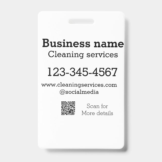 Cleaning services add number website email address badge (Front)