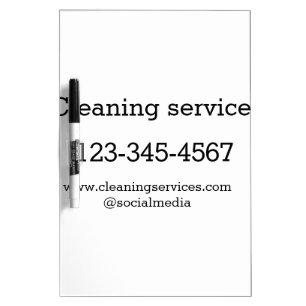 Cleaning services add number website email address dry erase board