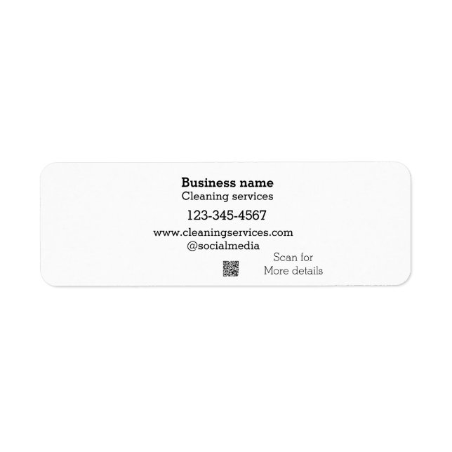 Cleaning services add number website email address label (Front)