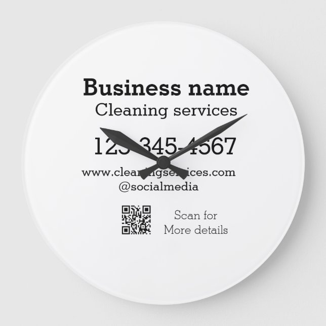 Cleaning services add number website email address large clock (Front)