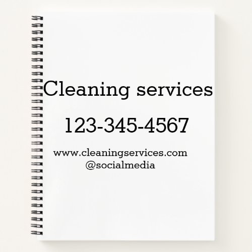 Cleaning services add number website email address notebook