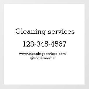 Cleaning services add number website email address wall decal