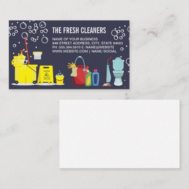 Cleaning Services and Equipment | Soap Bubbles Business Card (Front/Back)