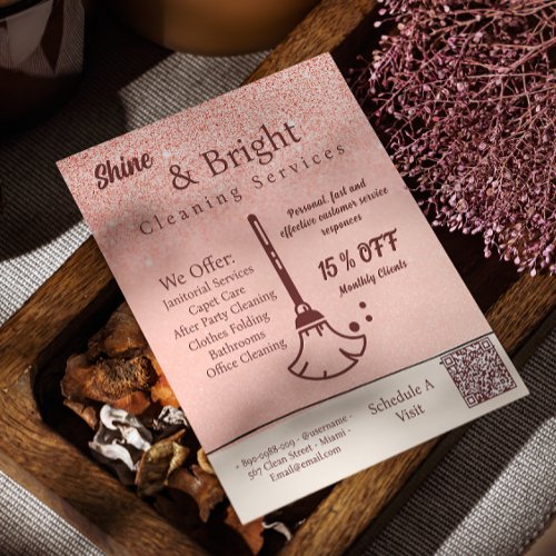 Cleaning Services Blush Rose Gold Scan To Connect Flyer