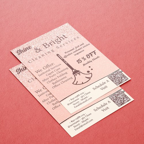 Cleaning Services Blush Rose Gold Scan To Connect Invitation