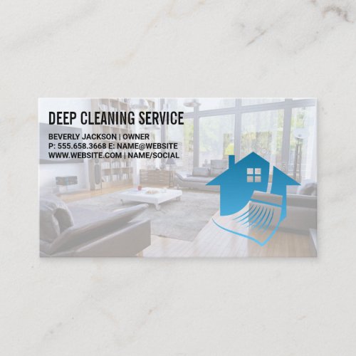 Cleaning Services  Broom House Logo Business Card