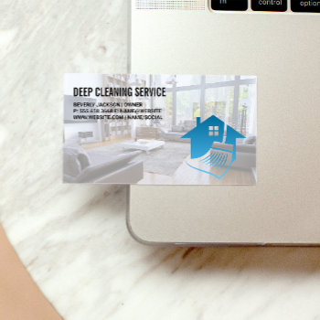 Cleaning Services | Broom House Logo Business Card by lovely_businesscards at Zazzle