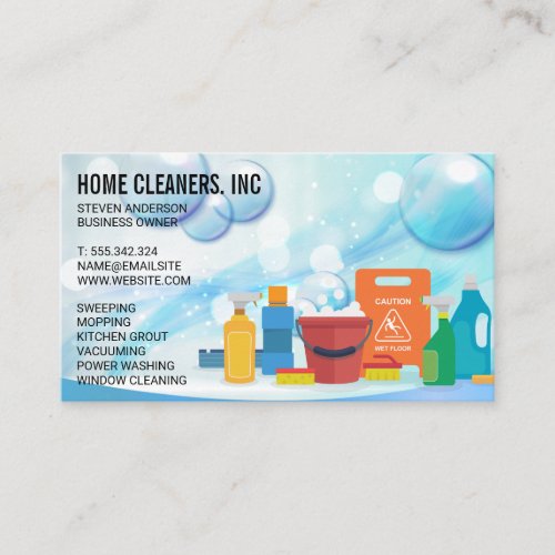 Cleaning Services  Bubble Suds Background Business Card