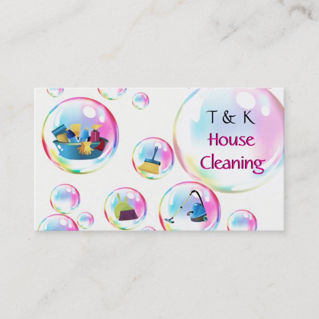 Cleaning services Bubbles business card (Front)