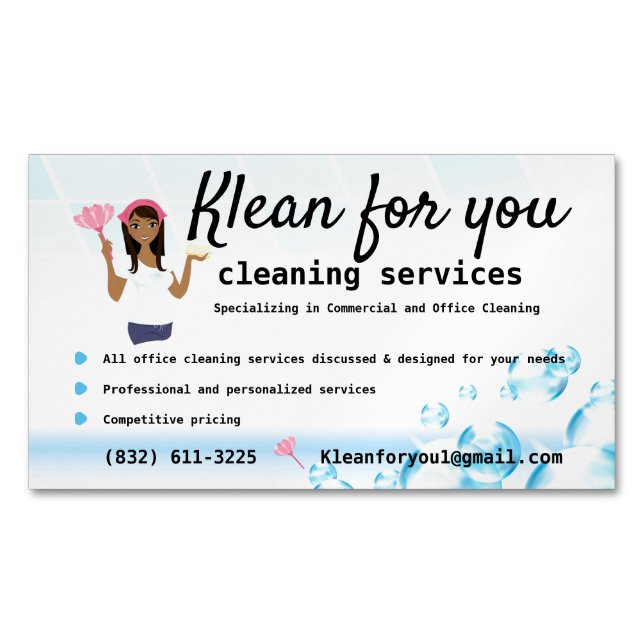 Cleaning Services Bubbles White Tiles Business Card Magnet (Front)