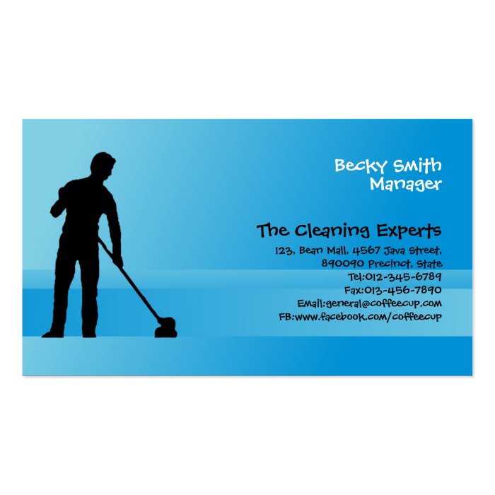 Cleaning Services Business Card Man Mopping