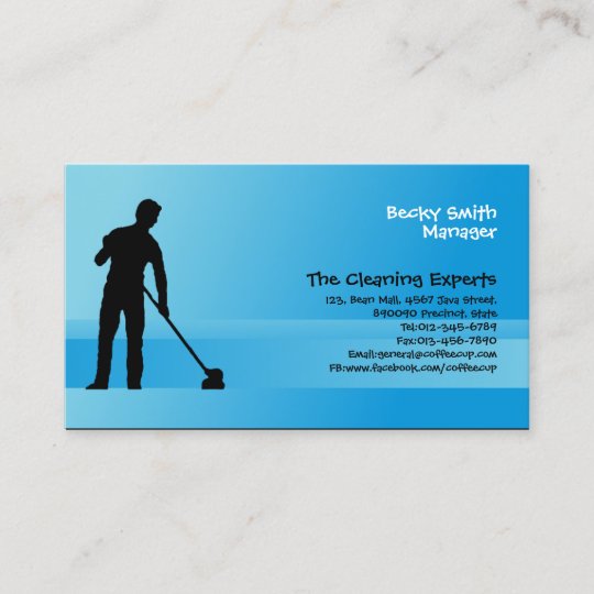 Cleaning Services Business Card Man Mopping | Zazzle.com