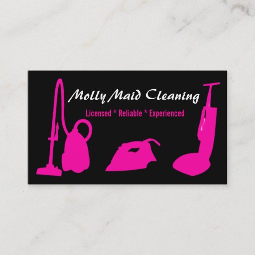 Customizable Cleaning Services Business Card Pink Black