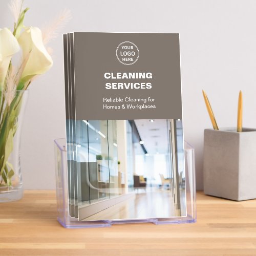 Cleaning Services Business Logo Taupe Tri-Fold Brochure