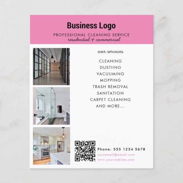 Cleaning Services Business Promotional QR Code Flyer (Front)