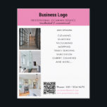 Cleaning Services Business Promotional QR Code Flyer<br><div class="desc">A cleaning service business promotional flyer. This cleaning business professional flyer can be customized to your business logo,  business text,  3 photos and QR code. An ideal business flyer template for a cleaning service business,  housekeepers,  hotel cleaners,  residential and commercial cleaners.</div>