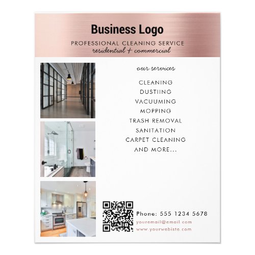 Cleaning Services Business Promotional QR Code Flyer