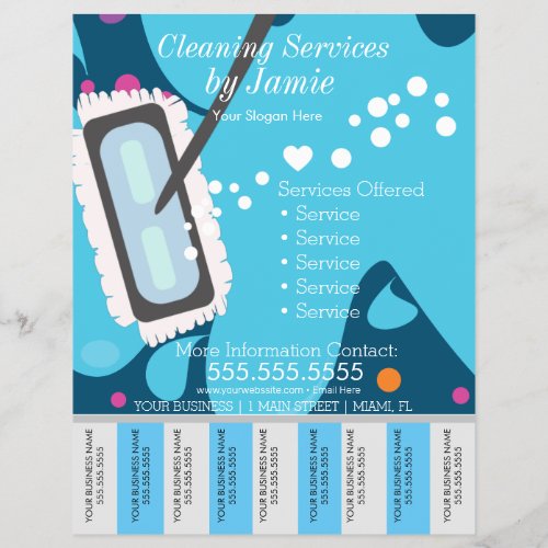 Cleaning Services Business Tear Off Strips Flyer B