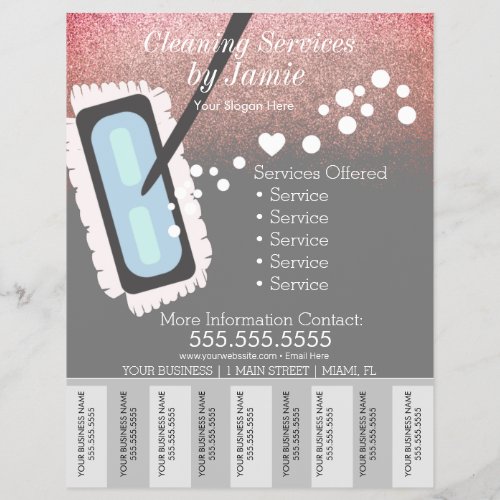 Cleaning Services Business Tear Off Strips Flyer D