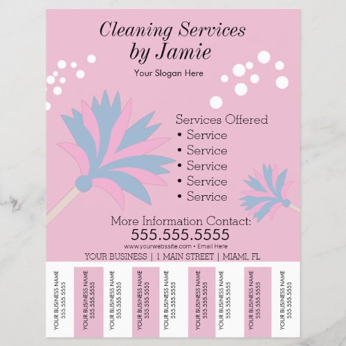 Cleaning Services Business Tear Off Strips Flyer F