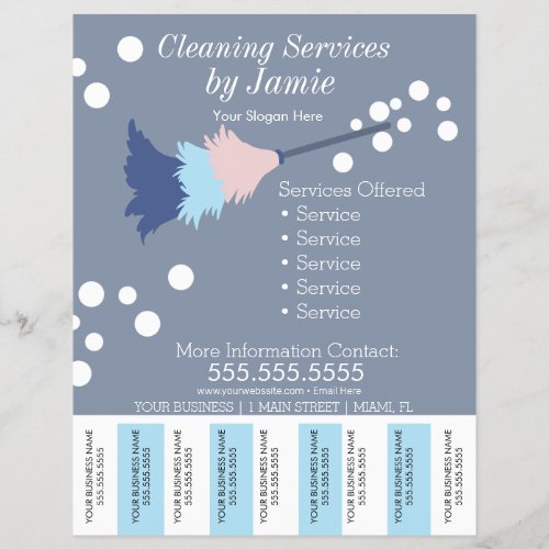 Cleaning Services Business Tear Off Strips Flyer K