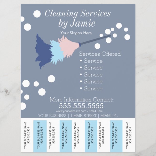 Cleaning Services Business Tear Off Strips Flyer K (Front)