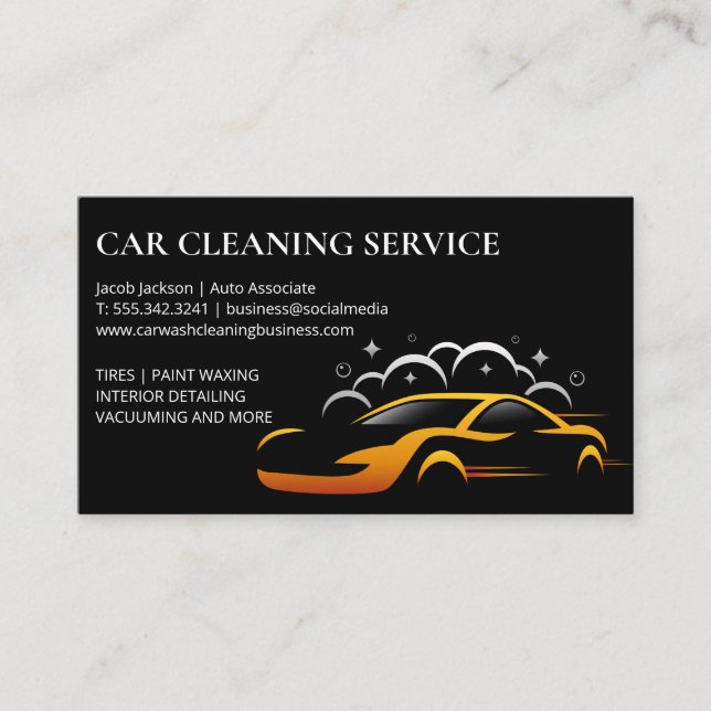 Cleaning Services | Car Wash Cleaning Logo Business Card (Front)