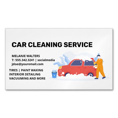 Cleaning Services  Car Wash  Soap Bubbles Business Card Magnet