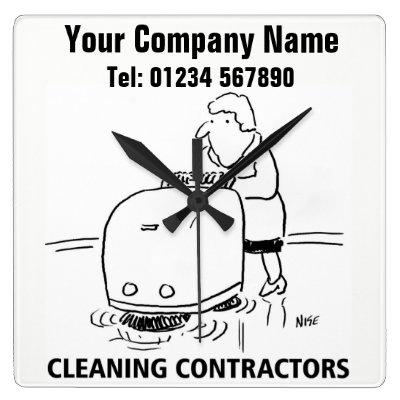 Cleaning Services Cartoon Clock