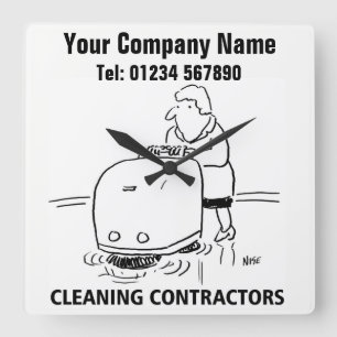 Cleaning Services Cartoon Clock