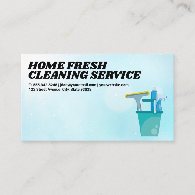 Cleaning Services | Clean Tools in a Bucket Business Card (Front)