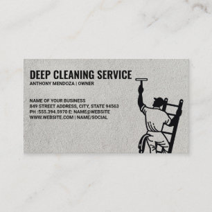 Cleaning Services   Cleaner on Ladder Business Card