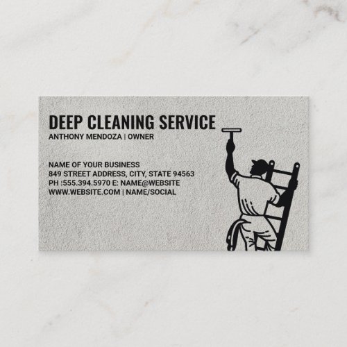 Cleaning Services  Cleaner on Ladder Business Card