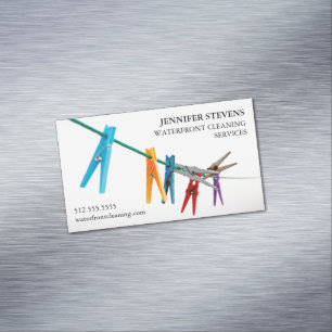 Cleaning Services Clothesline Photo Modern Maid Business Card Magnet