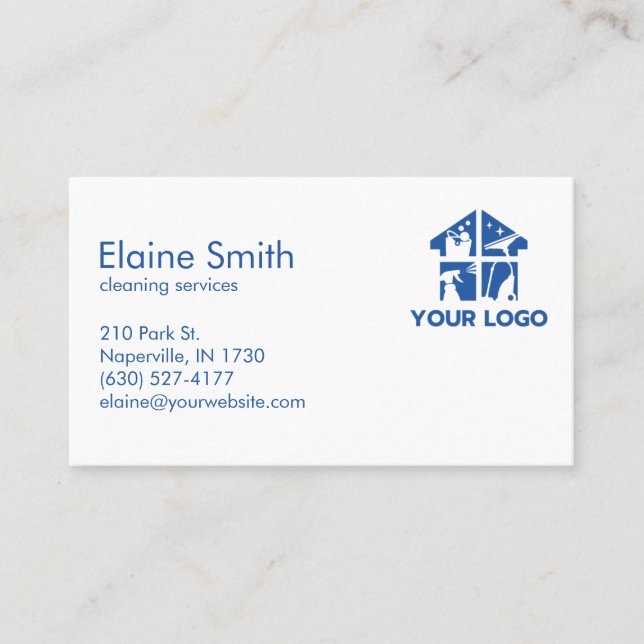 Cleaning Services Custom Logo Simple Classic  Business Card (Front)